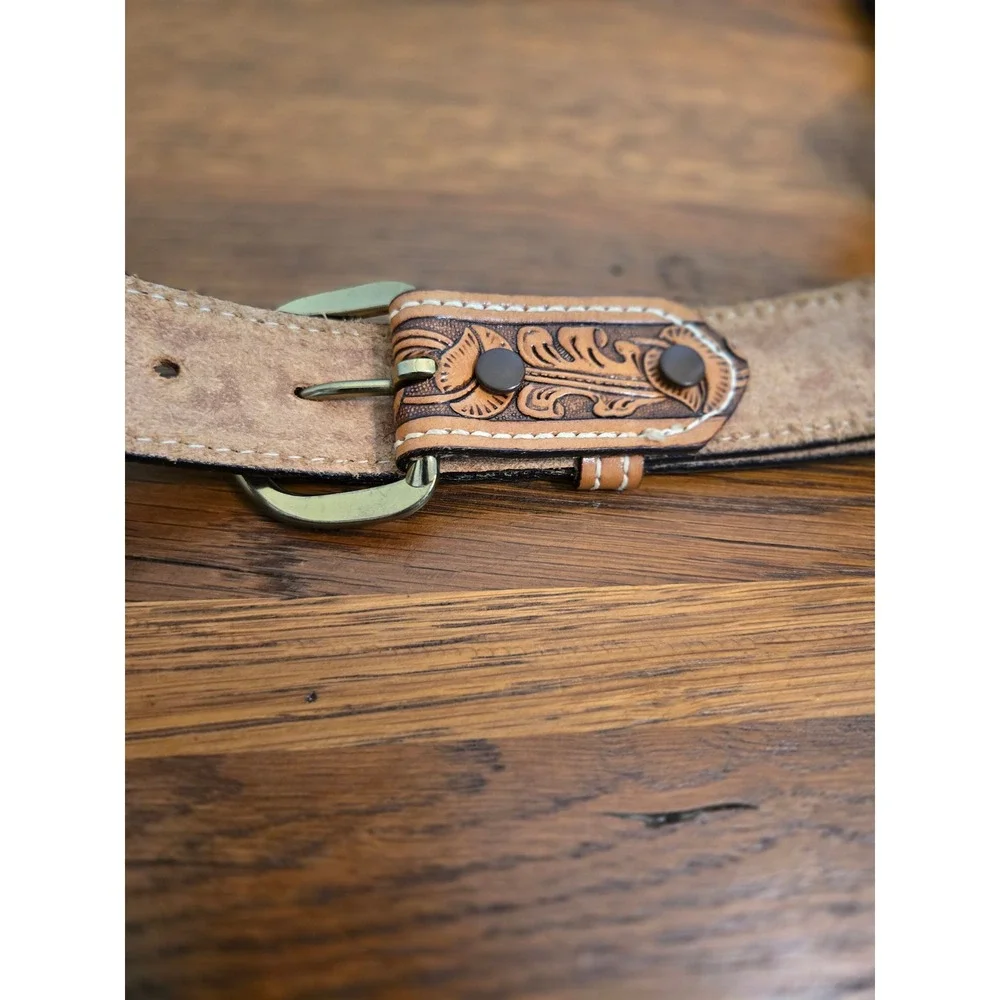 Kids Mens Tooled Leather Belt Personalized Michael Western Cowboy Size 34